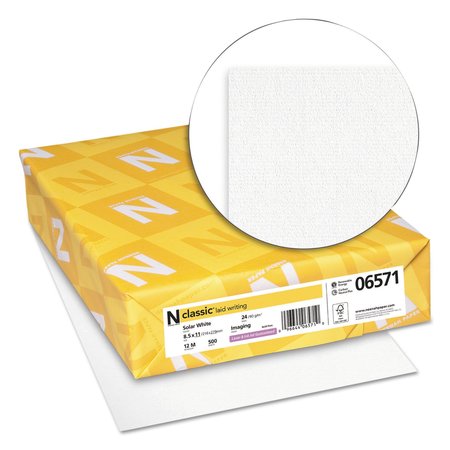 Neenah Paper Paper, Classic Laid 24lb., White, PK500, Paper Weight: 24 lb. 06571